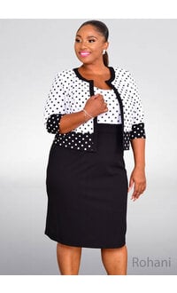 NICOLETTE ROHANI- Polka Dot 3/4 Sleeve Jacket Dress