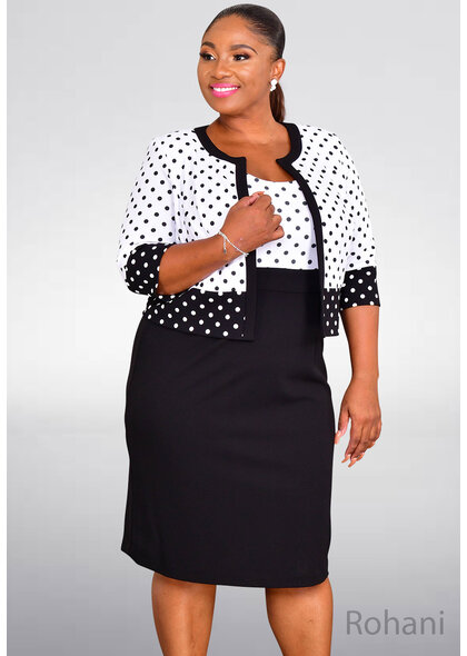 NICOLETTE ROHANI- Polka Dot 3/4 Sleeve Jacket Dress