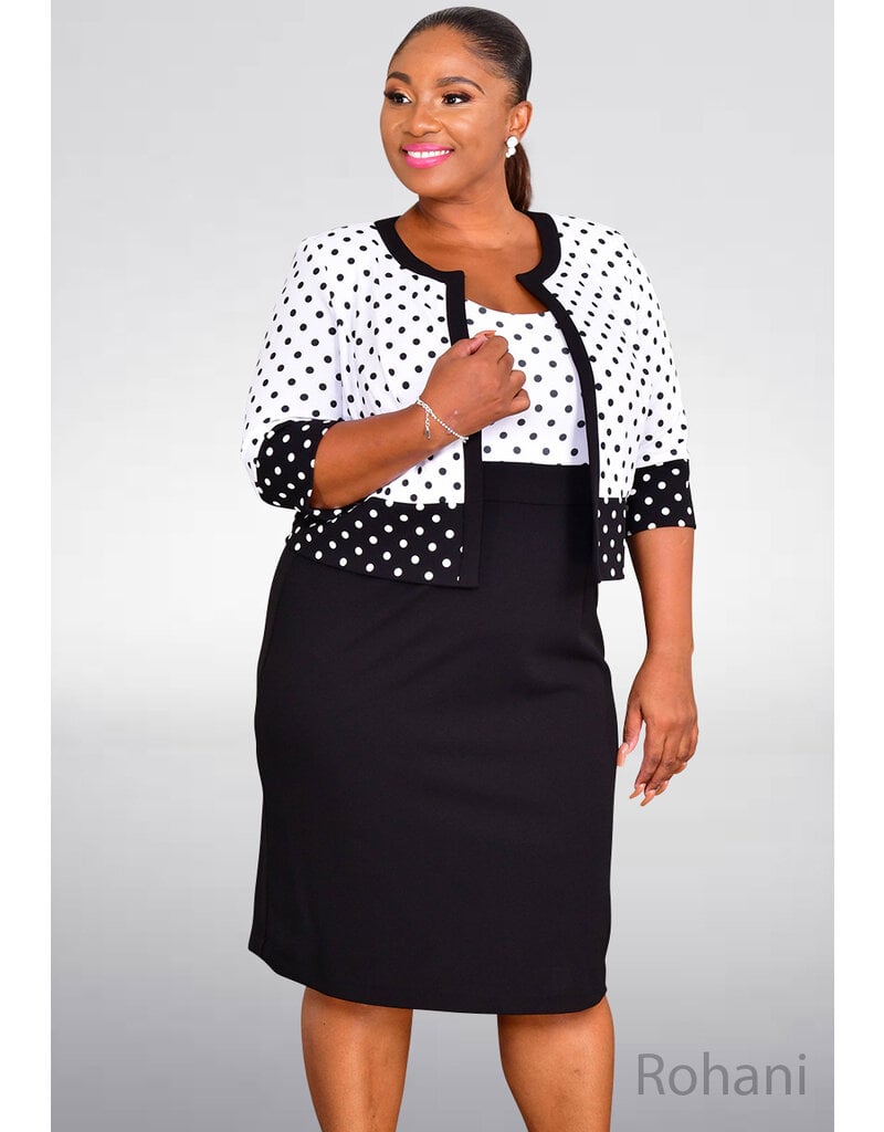 NICOLETTE ROHANI- Polka Dot 3/4 Sleeve Jacket Dress