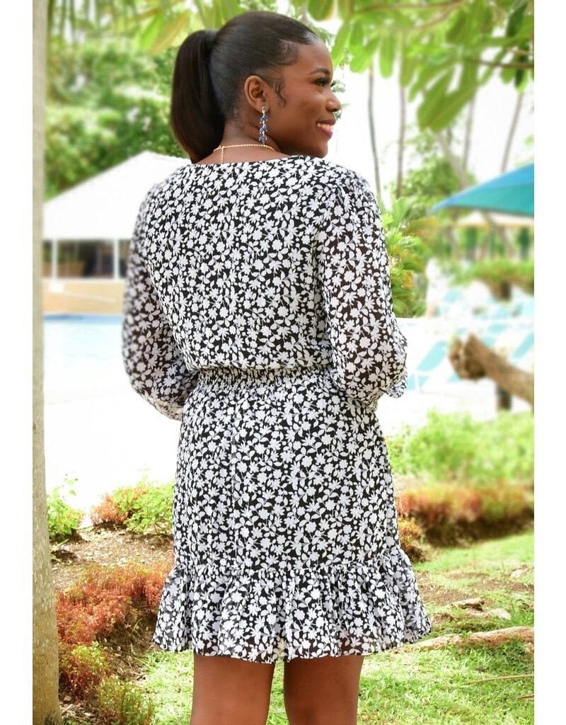 MSK FHIL- Printed Lap Top Long Sleeve Dress