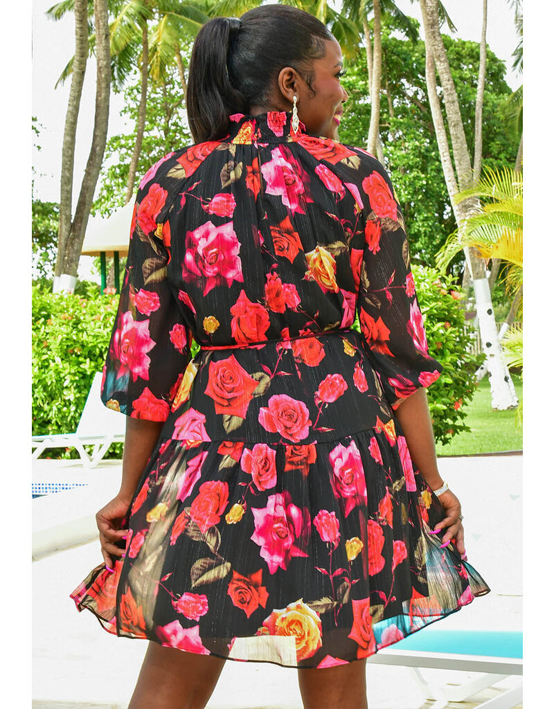 Maison Tara FITAH- Floral Elastic Neck Dress