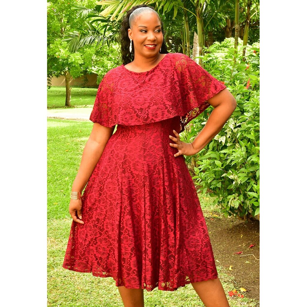 LANNO- Fit & Flare Cape Style Dress