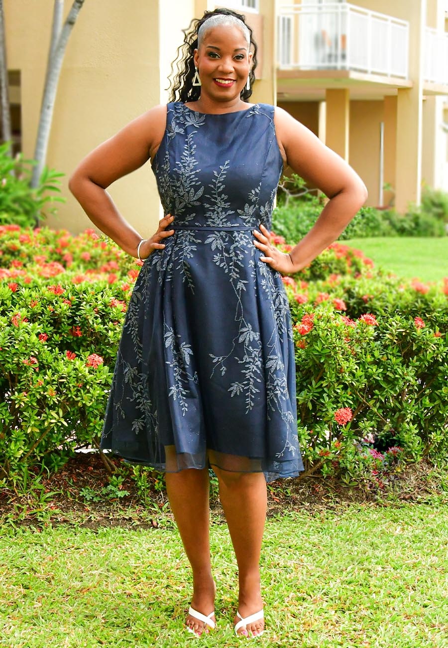 MARLO- Embroidery Mesh Box Pleat Dress