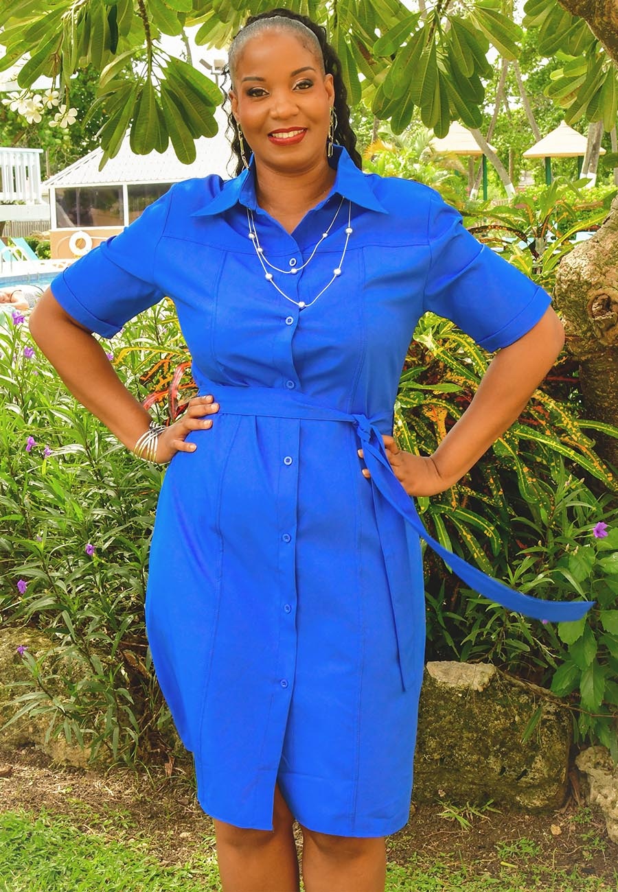 OLASH- Plus Size Button Down with Collar Band