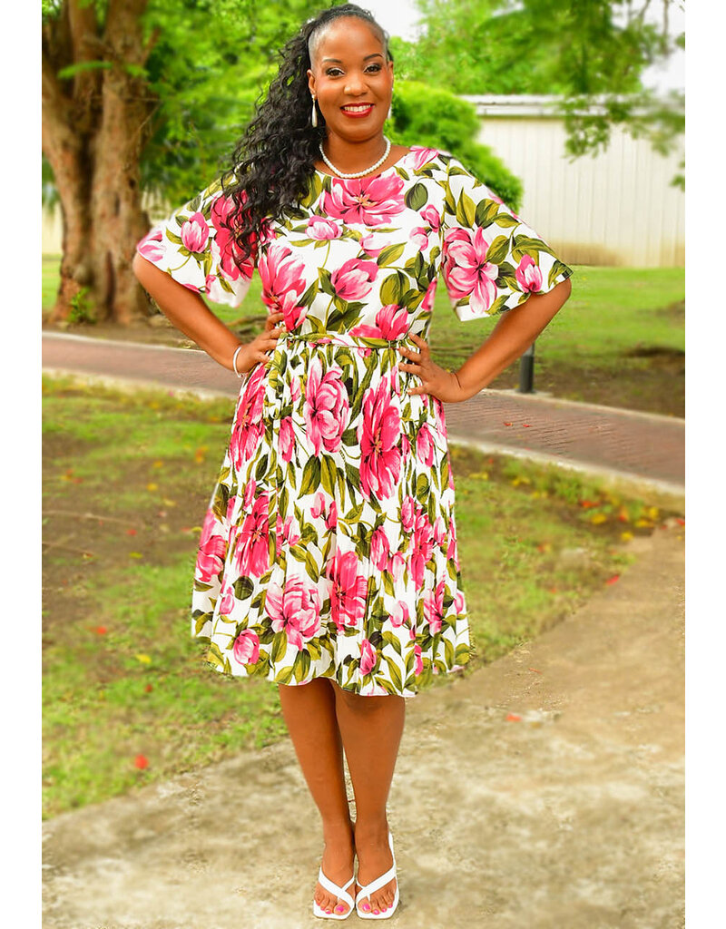 RETILY- Floral Dress with Band - Harmonygirl.com