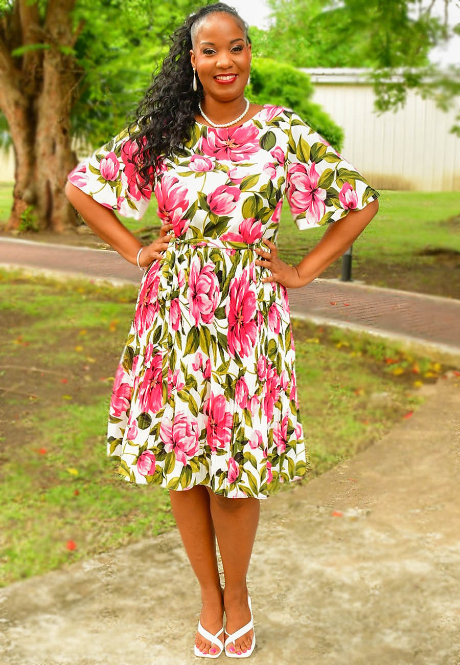 RETILY- Floral Dress with Band - Harmonygirl.com