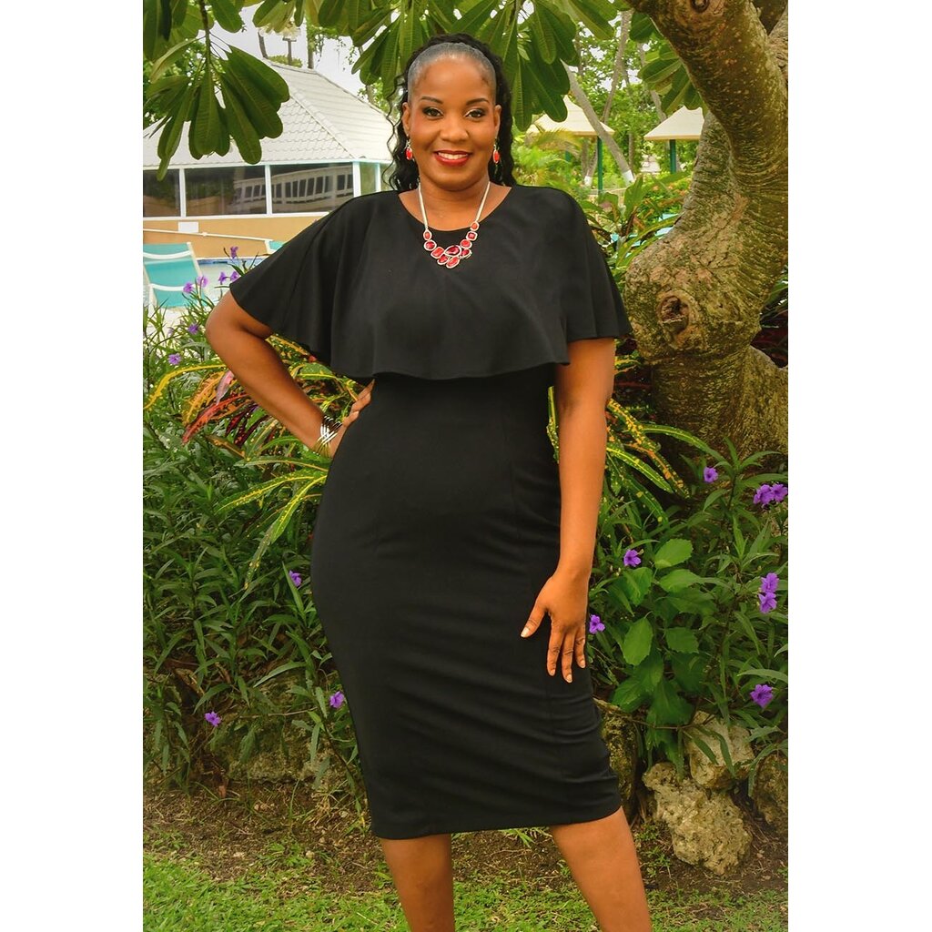 RIGUEL- Solid Cape Dress