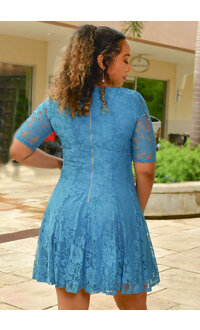 Maison Tara LINDIA- Short Sleeve Floral Design Lace Dress