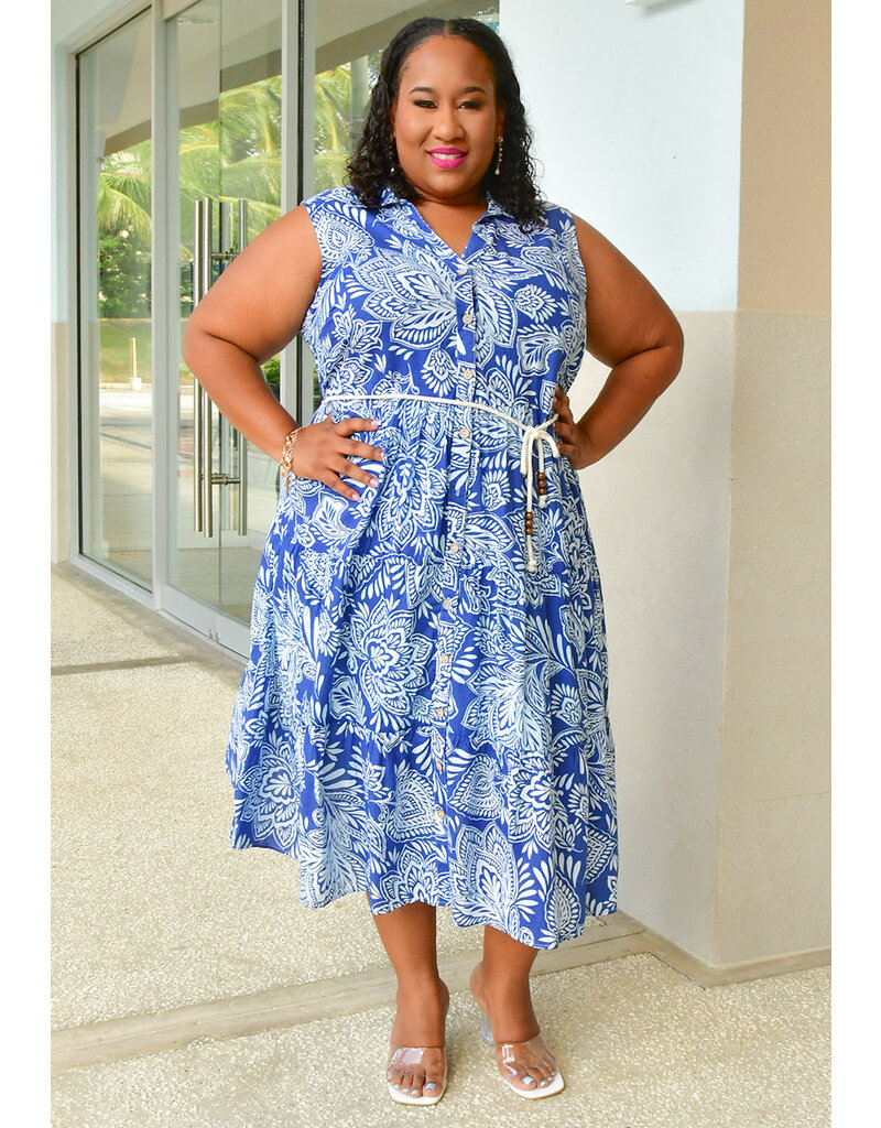 MLLE Gabrielle KADIE- Plus Size Printed Dress With Rope Band