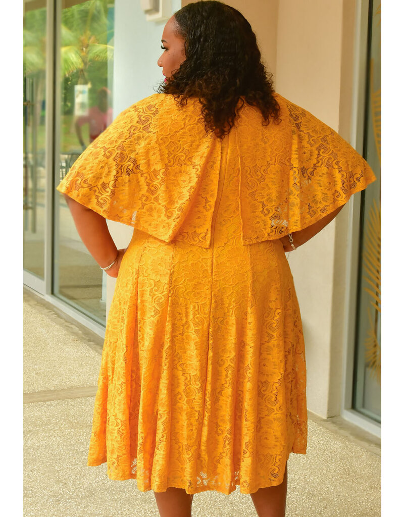 Maison Tara LANNO- Plus Size Fit & Flare Dress with Cape