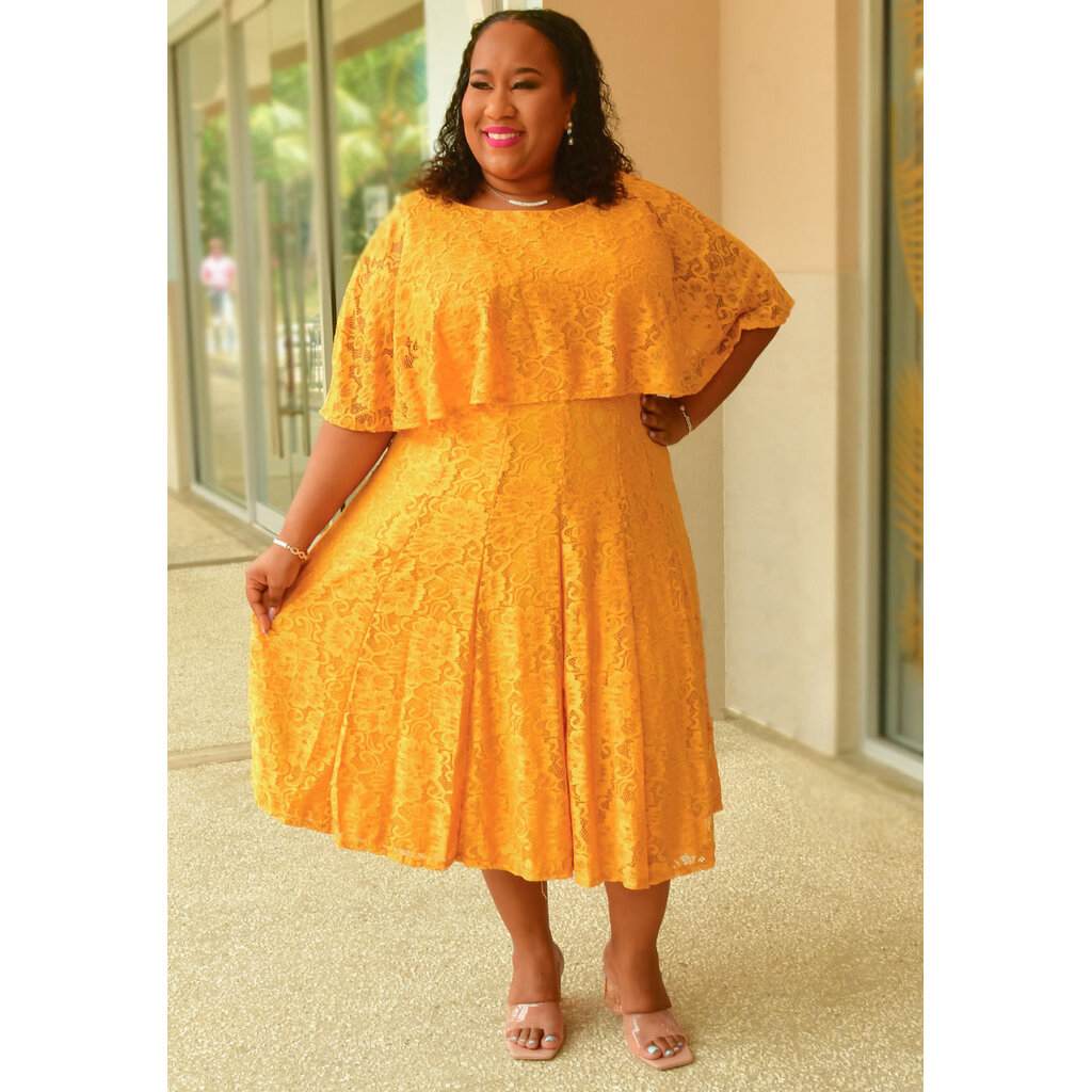 LANNO- Plus Size Fit & Flare Dress with Cape