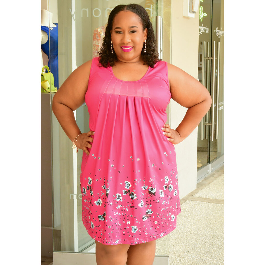 ODELL- Plus Size Armhole Dress with Printed Bottom