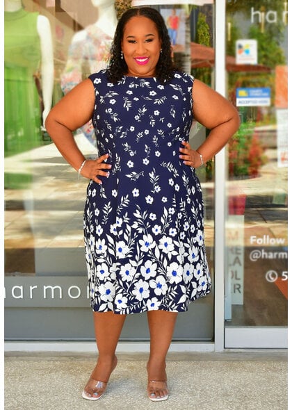 RENIP- Plus Size Printed Fit & Flare Dress