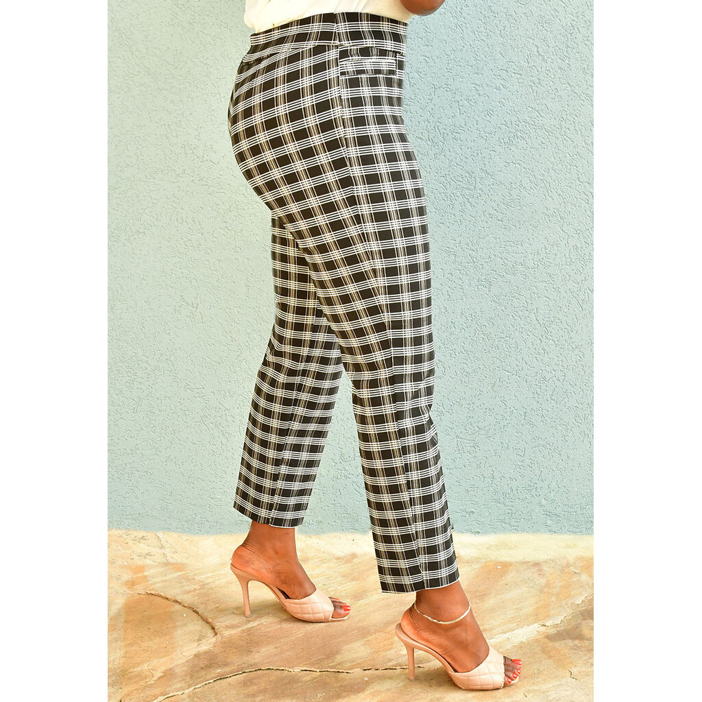 ZOLIA- Plaid Pants with Pockets