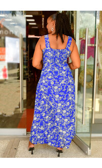 MSK KLEA- Long Printed Square Neck Dress