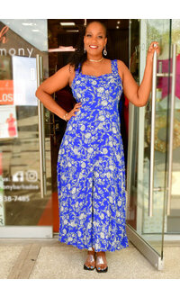 MSK KLEA- Long Printed Square Neck Dress