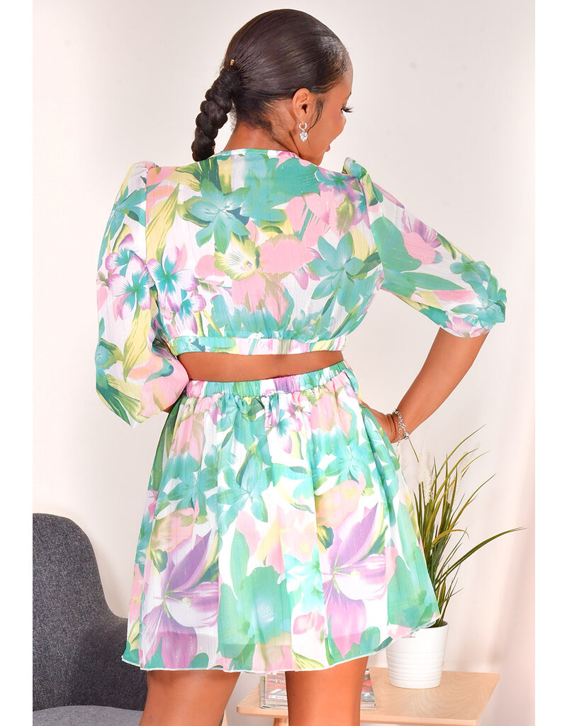 ARIA FAIRO- Floral Dress with Cut Out Back