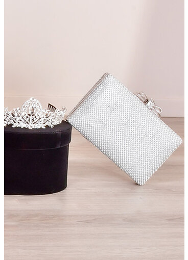 GETS Hard Case All Rhinestone Bag with Bow Clip
