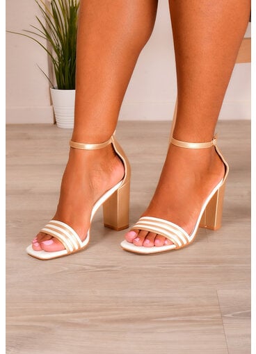 GETS 2 Tone Stripe Chunky Heel Shoes