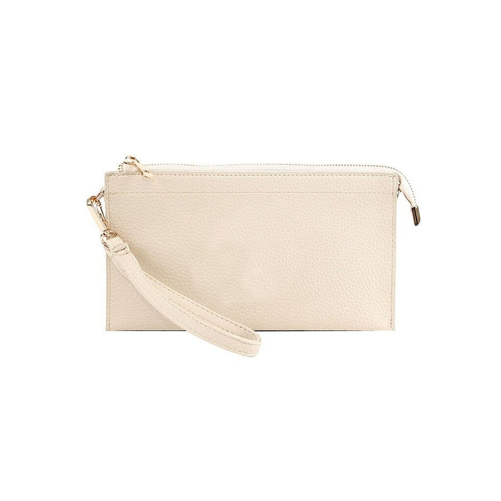 Leather Clutch Bag with 3 Compartments