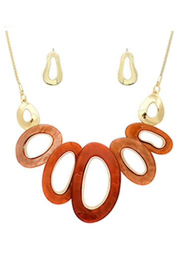 AJ Fashions Multi Sized Ovals Necklace Set