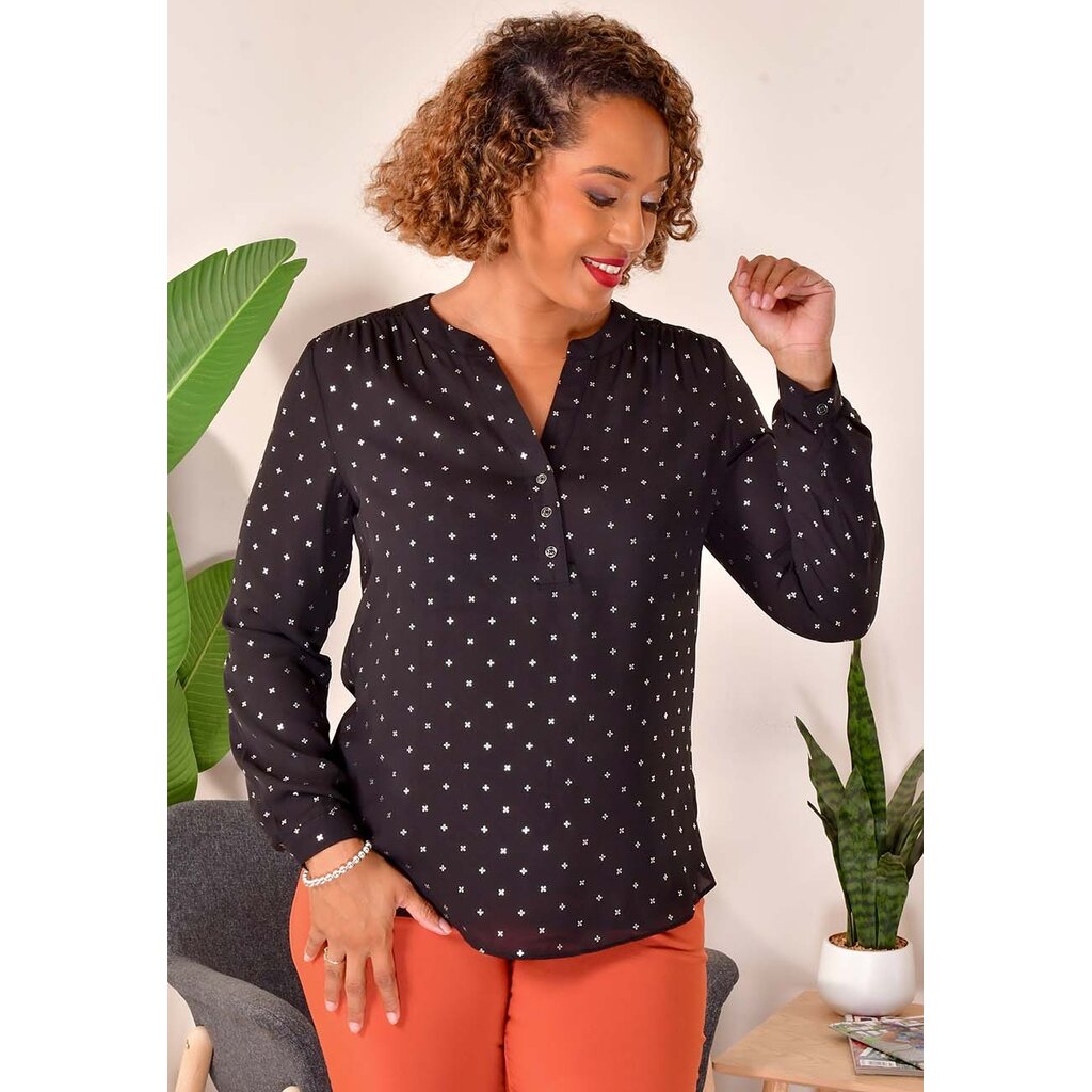 VELLA- Foil Print Long Sleeve Top