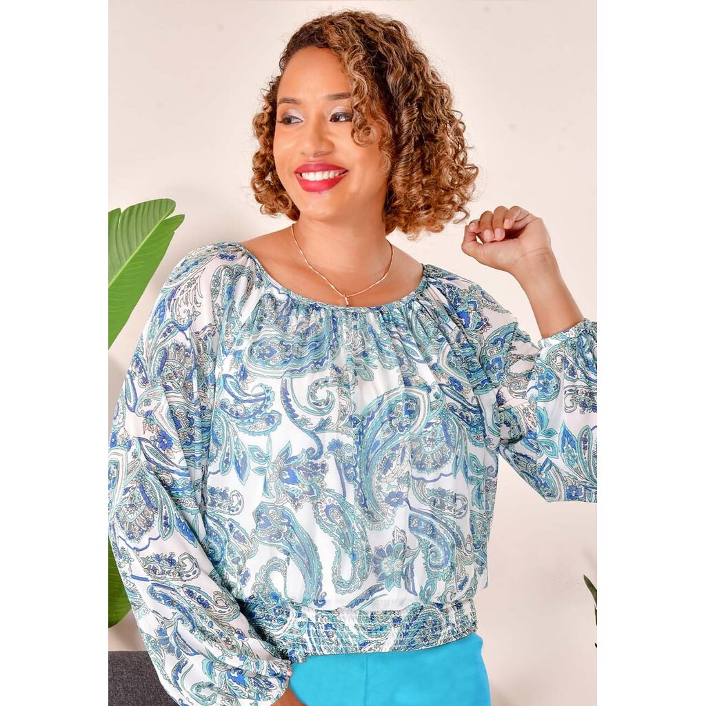 VEGG- Printed Balloon Sleeve with Elastic Hem
