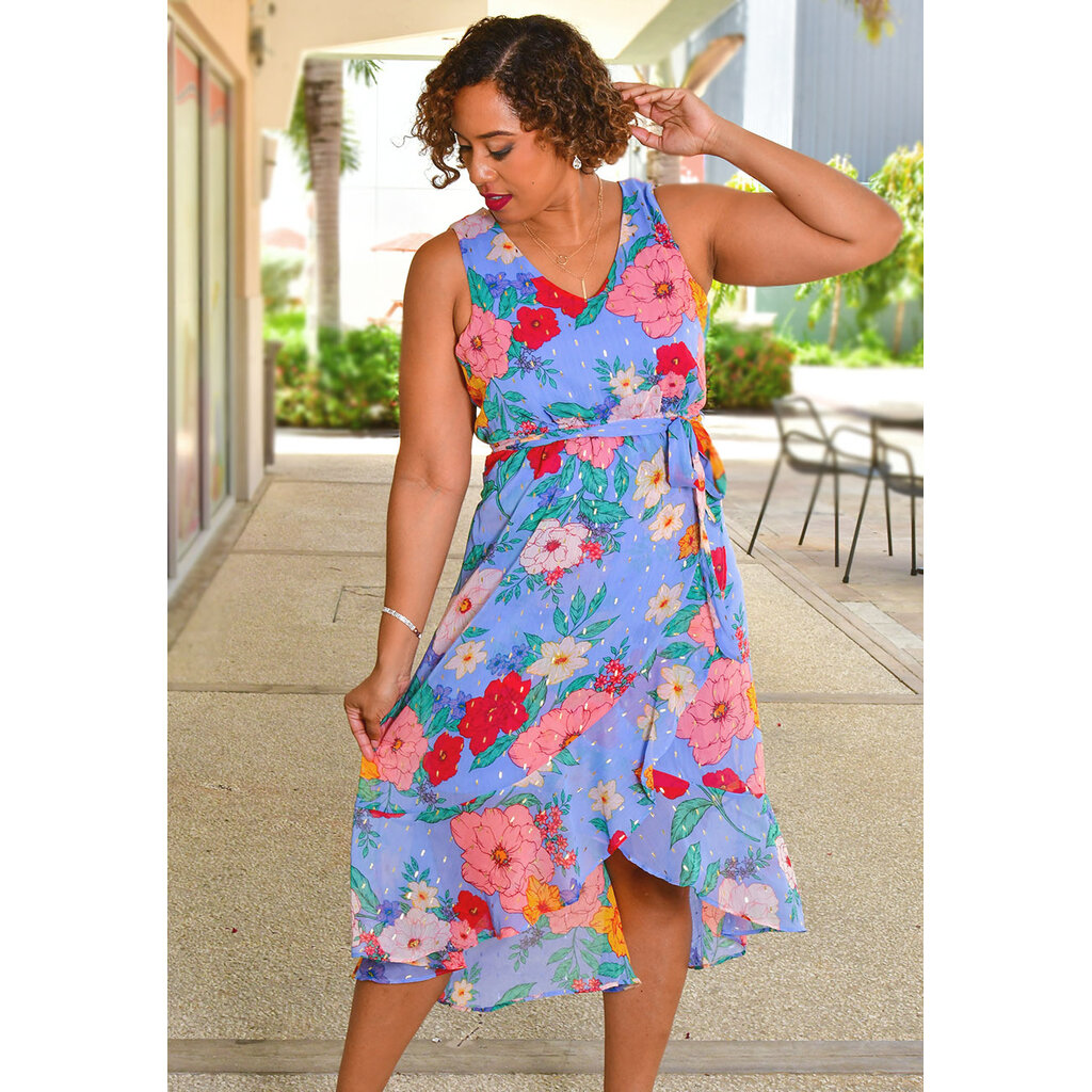 FADRI- Hi Lo Foil Print Dress