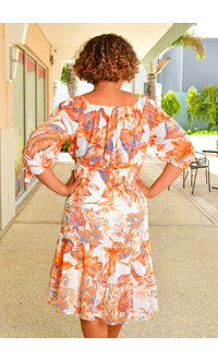 FIGUEROA & FLOWER FIPIO- Floral Dress with Tie At Sleeves