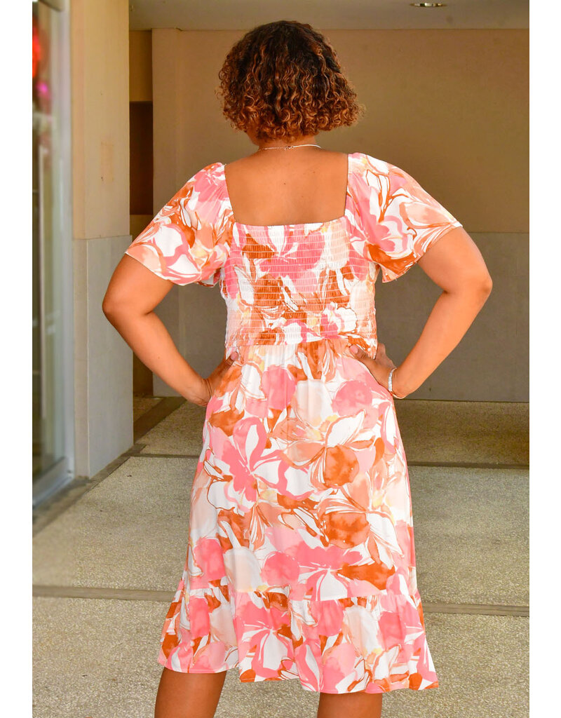 KATJA- Floral Print Dress with Elastic Back