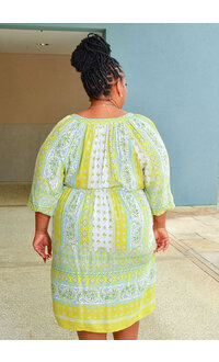 MLLE Gabrielle KINS- Plu Size Printed V-Neck Dress