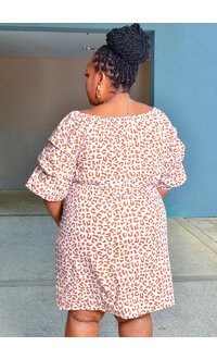 IVY STREET KLON- Plus Size Printed Gather Sleeve Dress