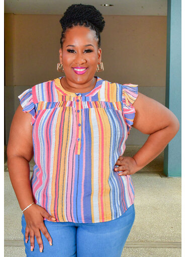 ZAC & RACHEL VAKUL- Plus Size Frill Arm Top