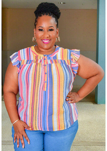 ZAC & RACHEL VAKUL- Plus Size Frill Arm Top