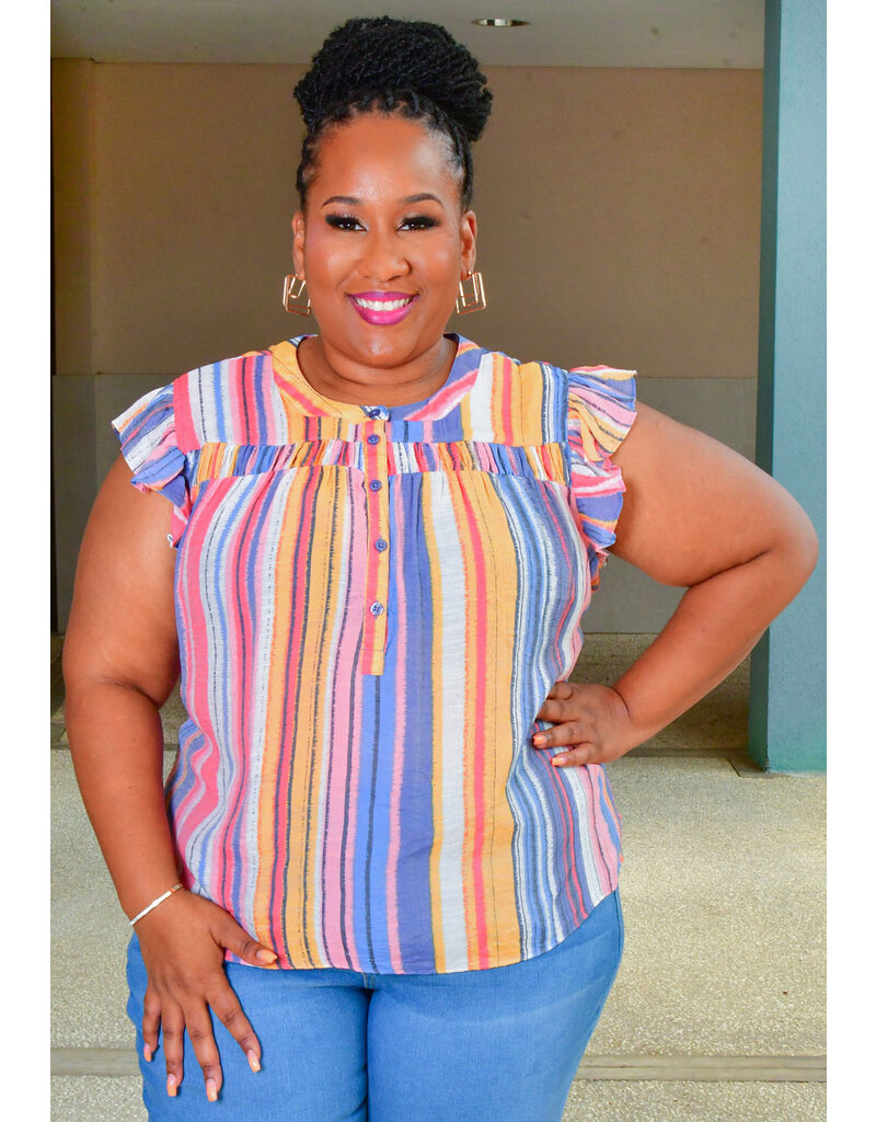 ZAC & RACHEL VAKUL- Plus Size Frill Arm Top