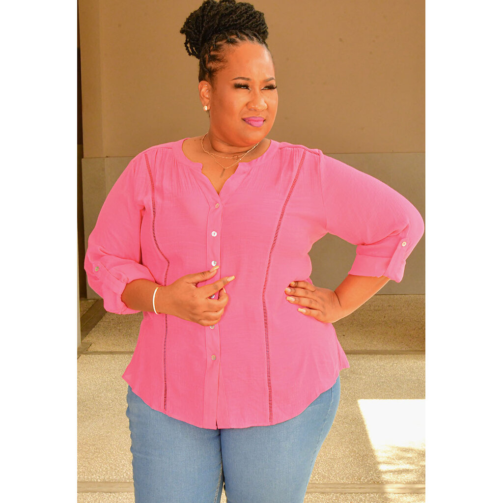 VILK- Plus Size Button Down Top