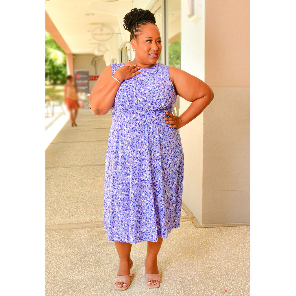 YOELI- Plus Size Armhole Printed Dress