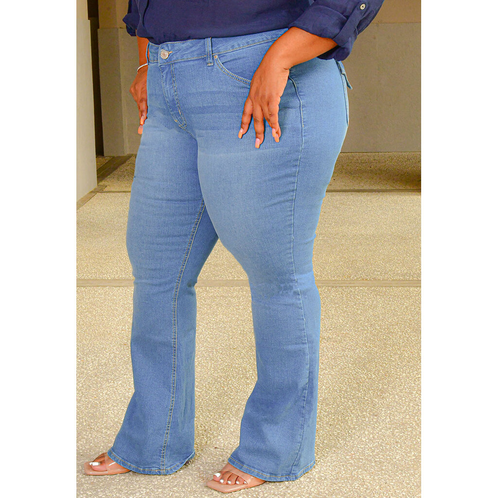 ZYAH- Plus Size Boot Cut Plain Jeans