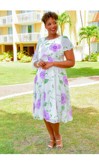 Maison Tara FIRTH- Flower Printed Cape Dress