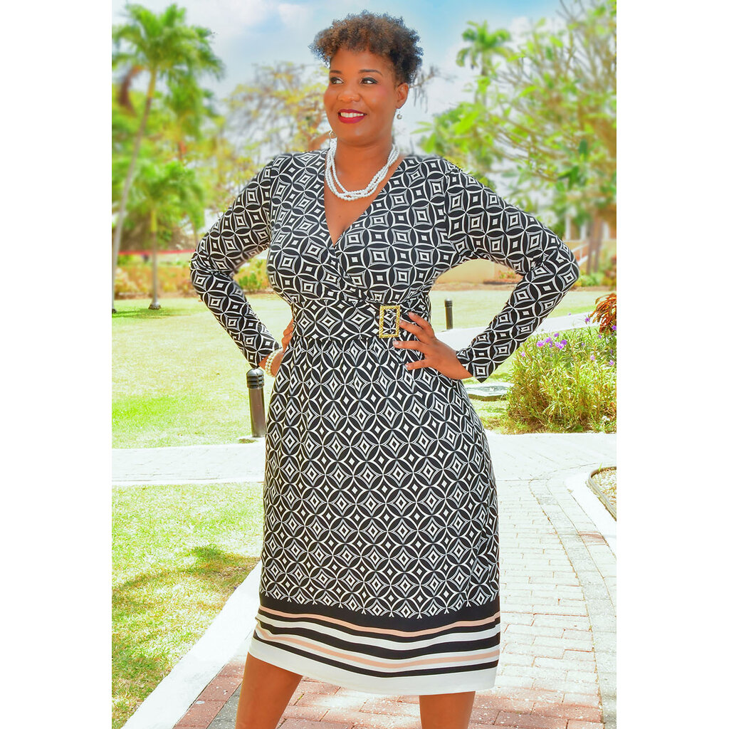 IMURAN- Geo Print Dress with Buckle