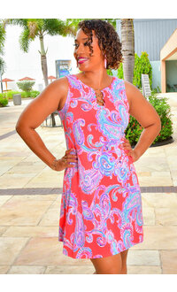 MSK IDANET- Printed Three Ring Keyhole Dress