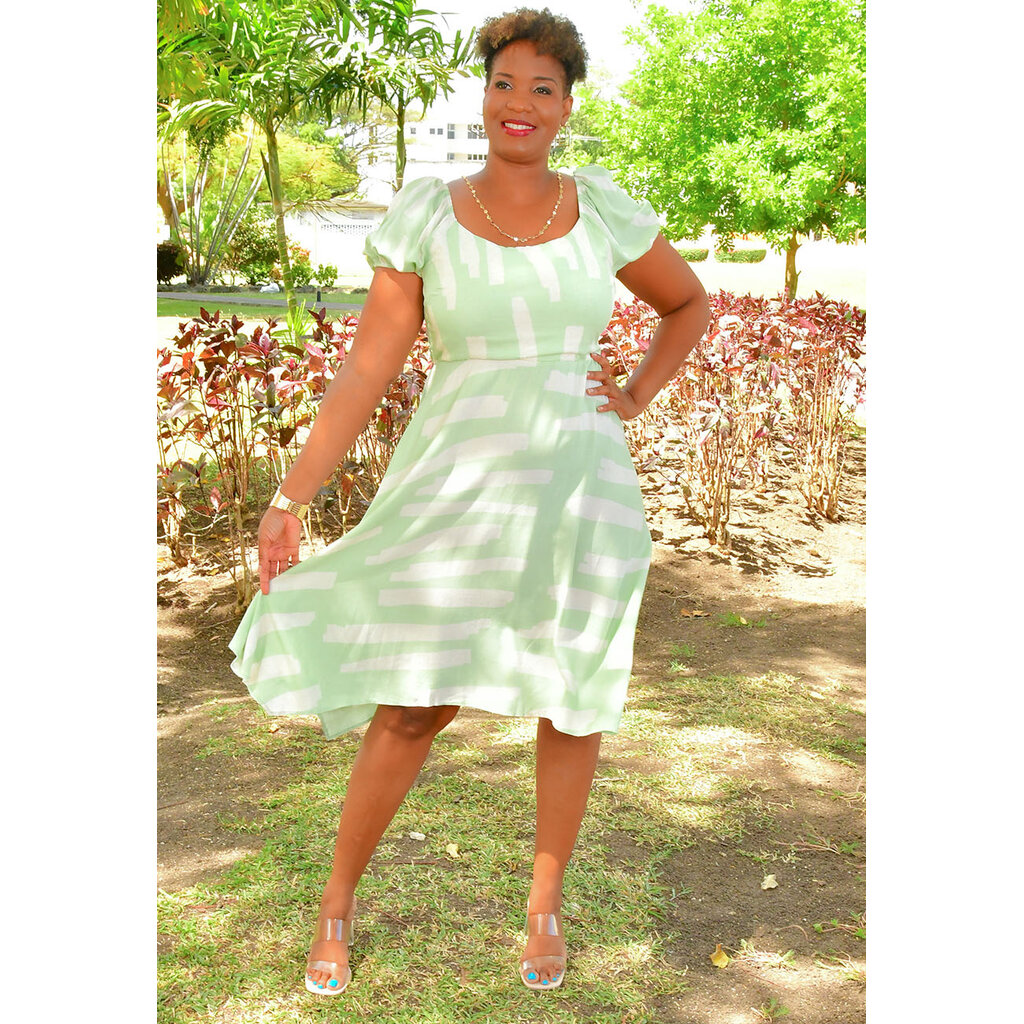 KAPTEIN- Cap Sleeve Elastic Back Dress