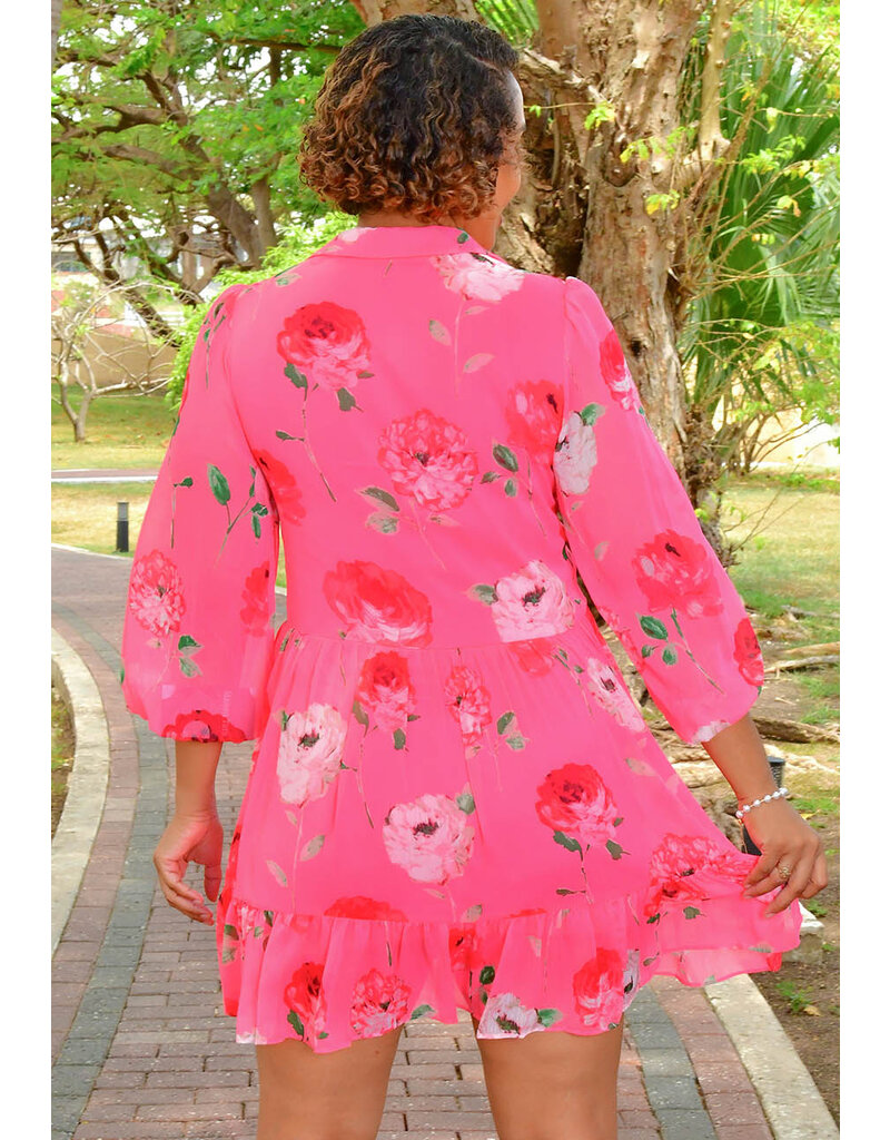 Maison Tara FREDIA- Floral Balloon Sleeve Collar Dress