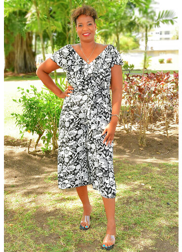 KIJIA- Floral Printed Jumper with Elastic Back