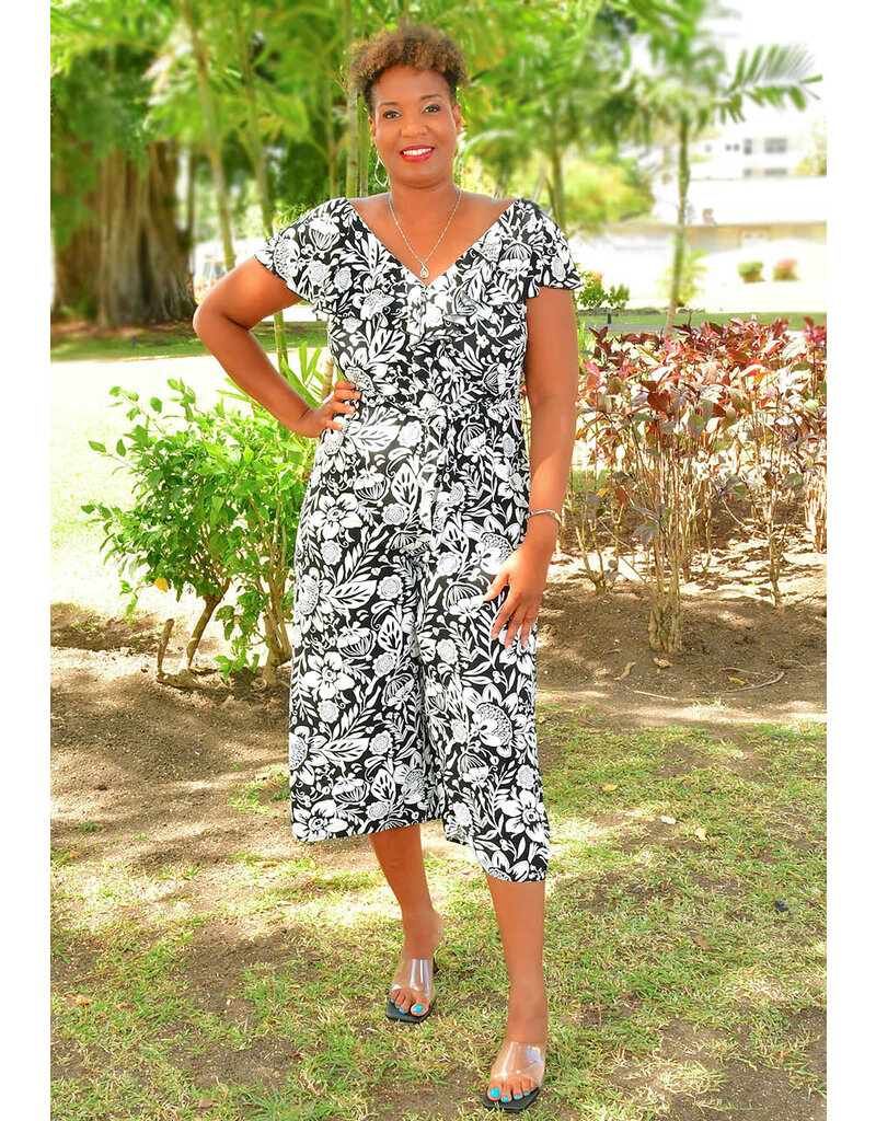 KIJIA- Floral Printed Jumper with Elastic Back
