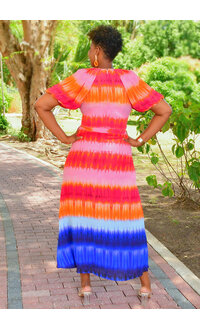 Maison Tara RAHELA- Long Printed Puff Sleeve Dress