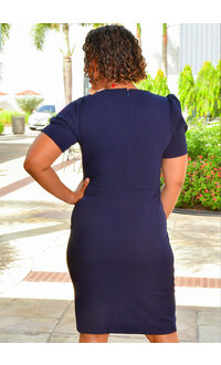 Shelby & Palmer REGAN- Solid V Neck Dress