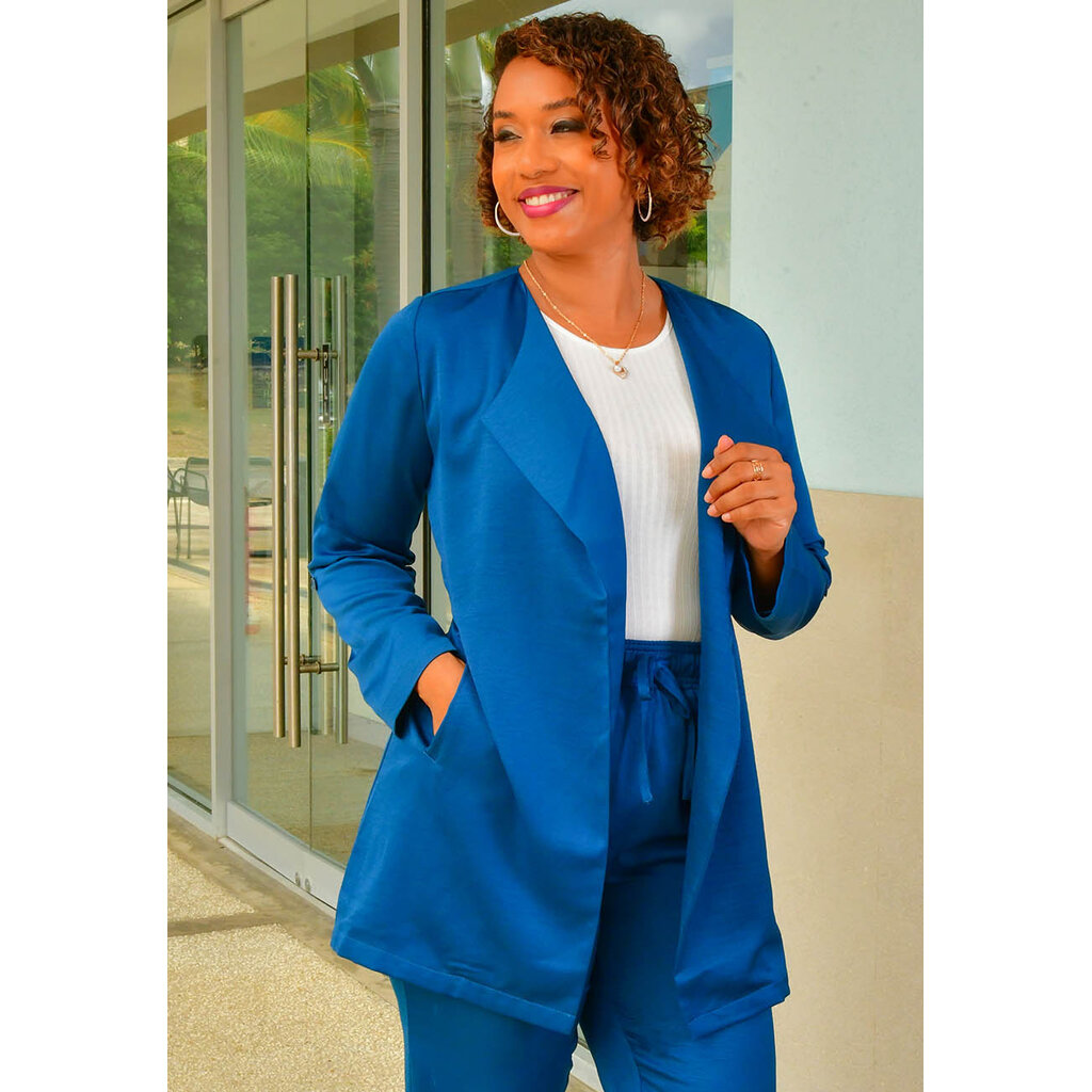 VILIE- Satin Long Sleeve Jacket with Pockets