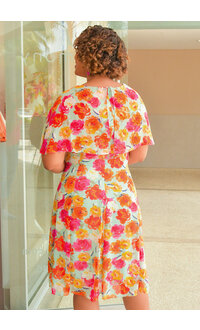 FIJAN- Chiffon Floral Cape Dress