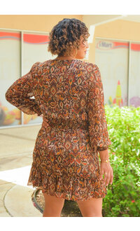 MSK FLIO- Printed Dress with Balloon Sleeves